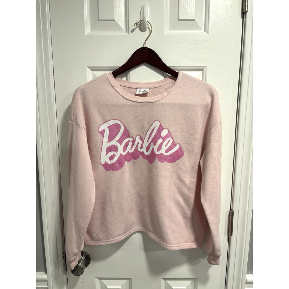 Barbie Pink Wash Sweatshirt Cozy Sweater Pullover Barbie Logo - Size XXL